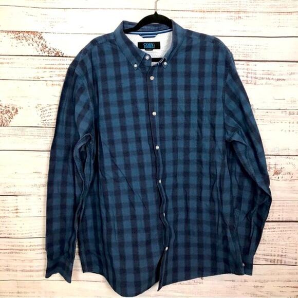 Cody James Blue plaid button down size XL Cotton Dressy polo button front shirt - Picture 1 of 6